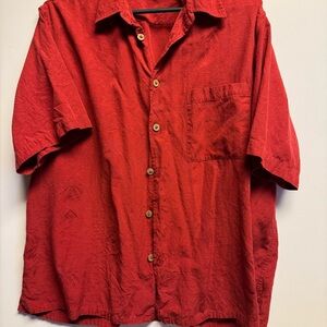 Caribbean Red Casual Button Down‎ Shirt